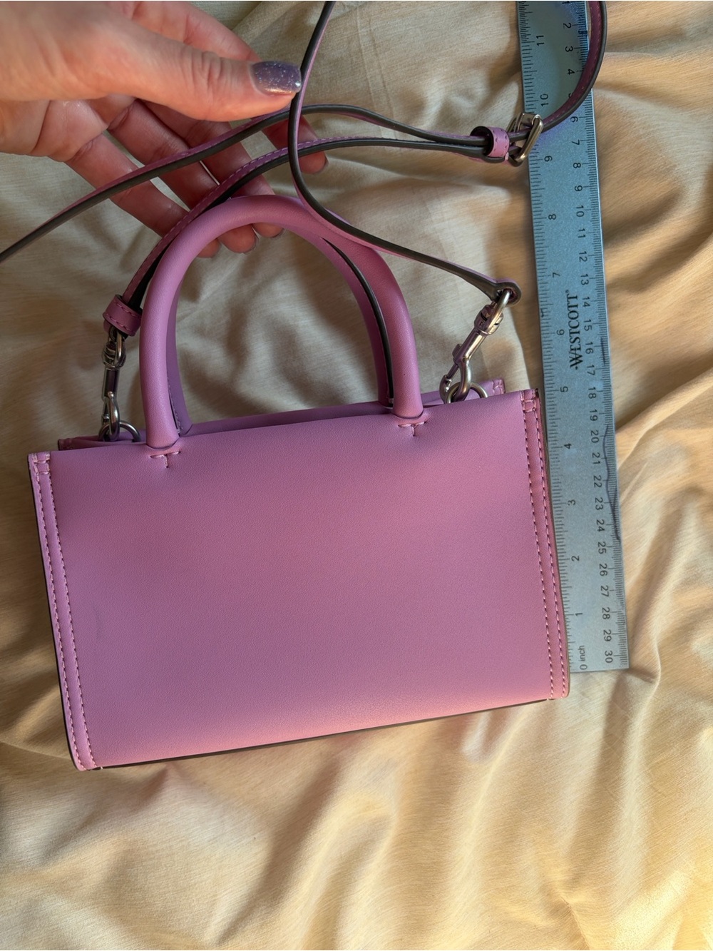 Tory Burch Lilac Leather Mini Satchel with Logo Medallion - Picture 5 of 8